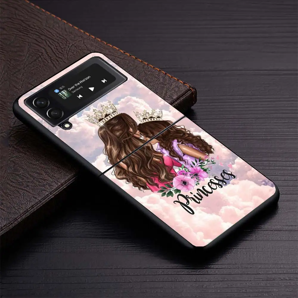 Fashion Girl Super Baby Mom Fundas de teléfono negras para Samsung Z Flip 7 6 5 4 3 Galaxy de lujo ZFlip7 ZFlip6 Flip5 Flip4 Flip3 Shell C - imagen 4