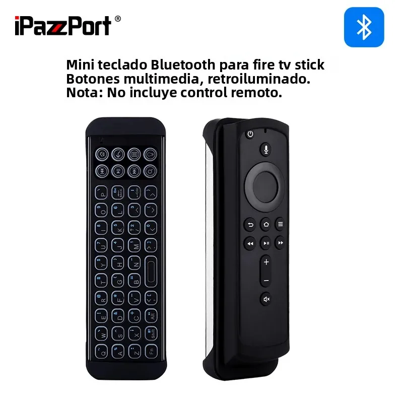 IPazzPort Mini teclado inalámbrico Bluetooth remoto, retroiluminado, teclas de acceso Multimedia, para TV-Stick 4k Max/TV Cube, Insignia/Toshiba/fireTV - imagen 2