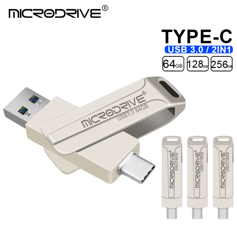 Tipo c 2 en 1 unidad flash USB 3.0 OTG Pen Drive de alta velocidad 64GB 128GB 256GB Micro USB stick Almacenamiento externo