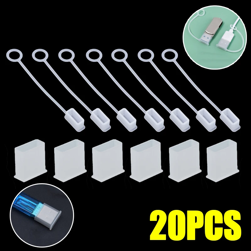 Cable de datos USB A, cubierta de silicona con enchufe antipolvo con cuerda para unidad USB, funda protectora transparente para Cable de carga