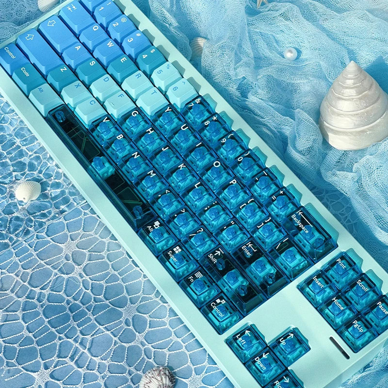 Snow Mountain-teclas transparentes para teclado mecánico, teclas con tinte de perfil de cereza, almohadilla UV de sublimación, PC + PBT - imagen 5