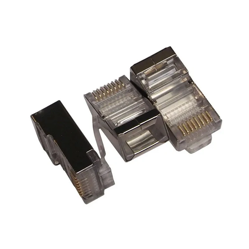 Conector de enchufe Modular RJ45 RJ-45 8P8C, protector de Metal, red CAT5E, 100 unids/lote