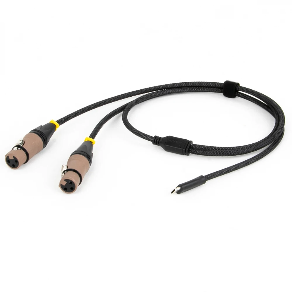 Cable de audio USB C a XLR dual, tipo C macho a 2 XLR macho/hembra amplificador de potencia estéreo cable trenzado para amplificador, altavoz, consola mezcladora - imagen 3