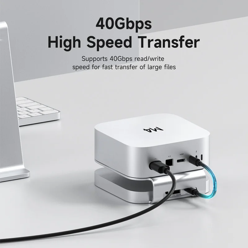 Hagibis USB C Hub con carcasa de disco duro USB4 40Gbps M.2 NVMe SSD funda USB 2,0 para Mac mini M4/M4 Pro estación de acoplamiento con soporte - imagen 5