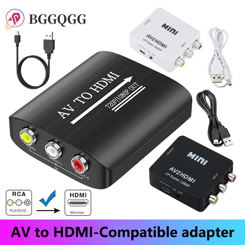 BGGQGG-convertidor compatible con AV a HDMI, convertidor AV a HD-MI, Mini convertidor de vídeo compuesto CVBS a HD, caja convertidora de vídeo