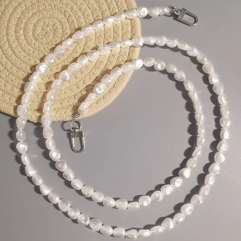 Correa con dije de teléfono Simple de lujo, cordón cruzado antipérdida, cadena de perlas de forma especial para teléfono, cordón para teléfono móvil para mujer - imagen 5