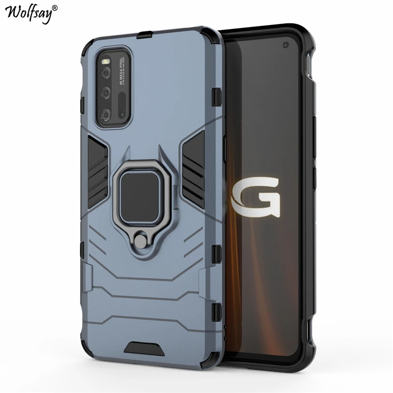 Wolfsay para Vivo iQOO 3 funda, iQOO3 5G soporte para coche fundas de armadura PC dura y funda de silicona suave para Vivo iQOO 3 V1955A con imán - imagen 5