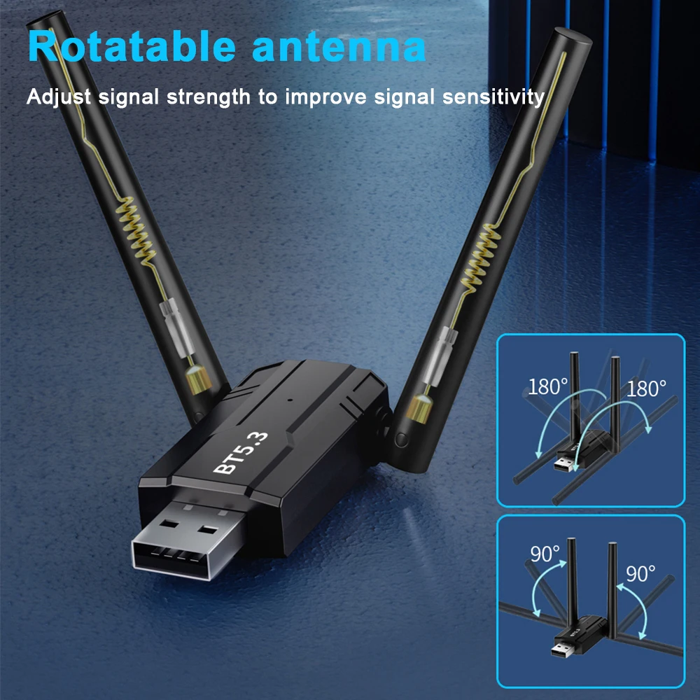 Adaptador USB Bluetooth 5,4 de 150m, Dongle 5,3 para PC, ratón inalámbrico, teclado, música, Audio, receptor Bluetooth, transmisor, controlador gratis - imagen 4