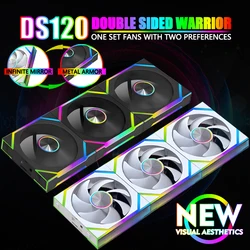 JUMPEAK DS120 ventilador de refrigeración ARGB que cambia la cara 360mm 240mm empalme Modular apilable 120mm ventiladores RGB para juegos PC caja CPU Cooler