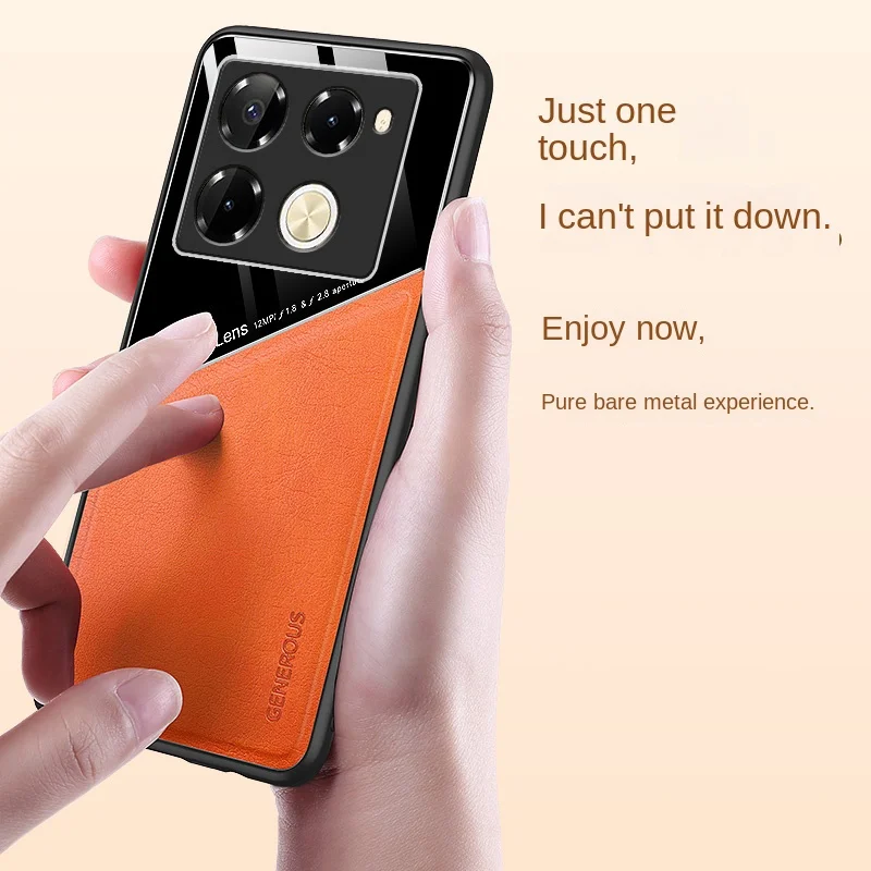 Funda trasera protectora magnética con textura de cuero suave para Infinix Note 40 Pro Plus, carcasa de lujo - imagen 4