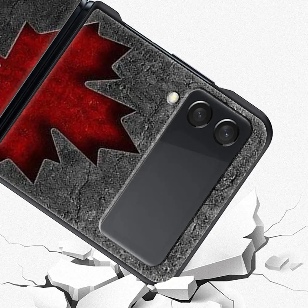 Para Samsung Galaxy Z Flip 3 4 5 duro negro plegable PC funda de teléfono arce bandera de Canadá amor fútbol para Samsung Z Flip3 contraportada - imagen 5
