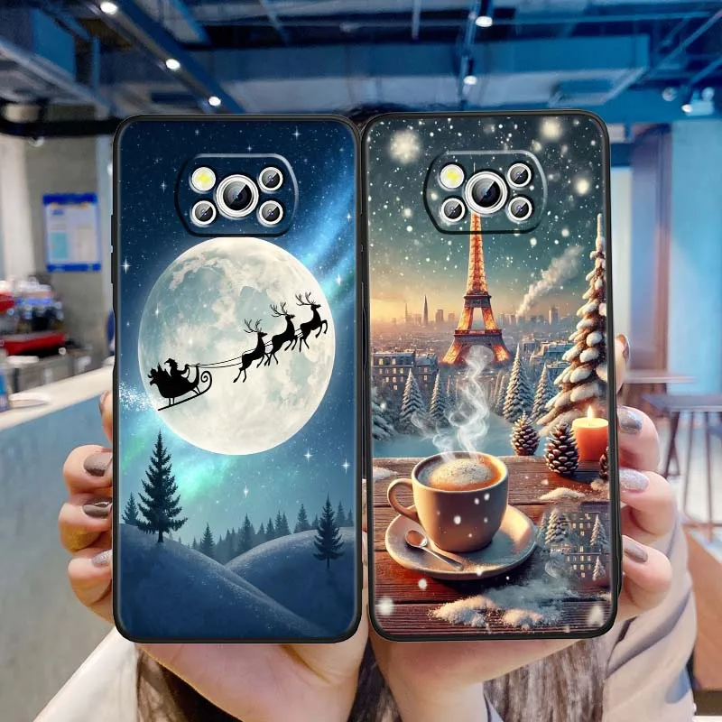 Popular ciervo regalo de Navidad para Xiaomi Mi Poco F3 F4 F5 F6 X3 X4 X5 X6 X7 M3 M4 M5s M5 M6 GT Pro 5G funda negra para teléfono - imagen 2