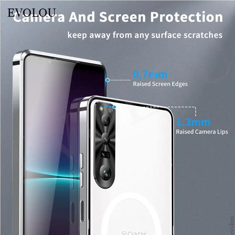 Magsafe-funda magnética de carga inalámbrica para Sony Xperia 1, 5 V, IV, marco de Metal delgado, armadura a prueba de golpes, cubierta dura para Xperia1 IV - imagen 3