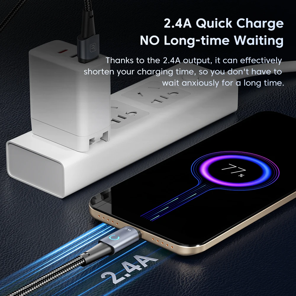 Toocki-Cable Micro USB de carga rápida, Cable USB 2.4A para Xiaomi, Redmi, Realme, Samsung, Huawei, OPPO, cargador de teléfono móvil, Cable de datos - imagen 2