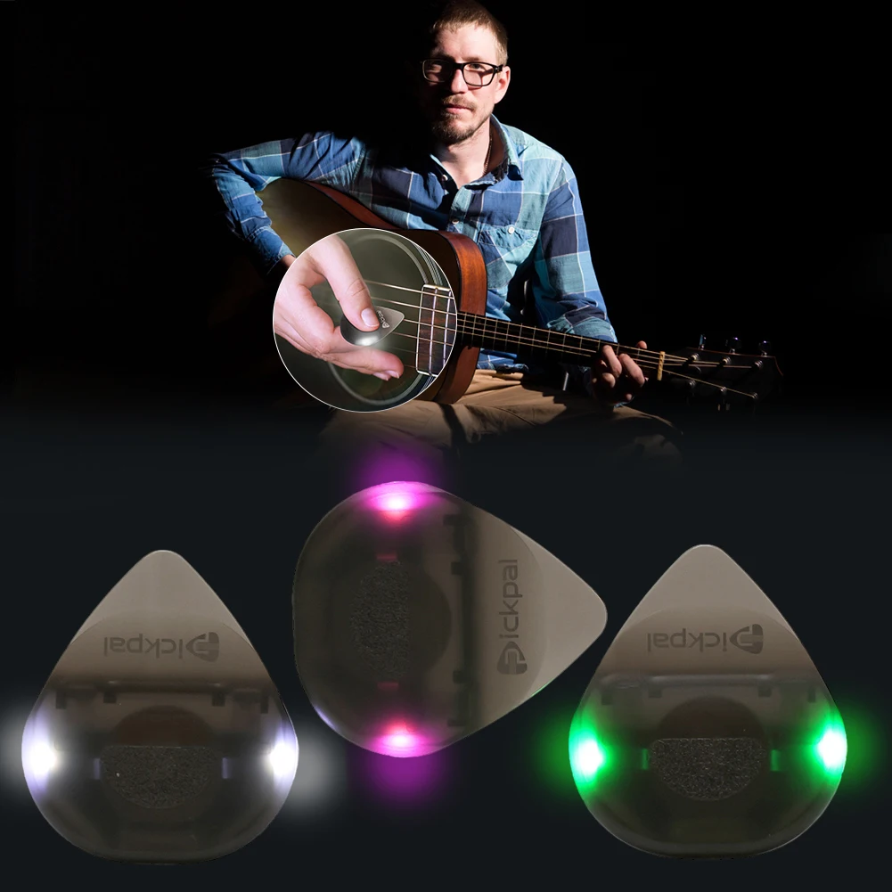 Púa luminosa táctil para guitarra con luz LED de alta sensibilidad, púa de instrumentos de cuerda antideslizante para guitarristas eléctricos bajos