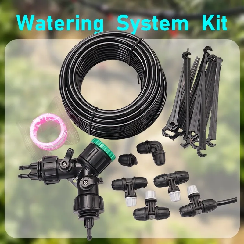 Kit de sistema de riego por nebulización DIY: riego automático con goteo en aerosol para humidificación de enfriamiento al aire libre y riego de jardín