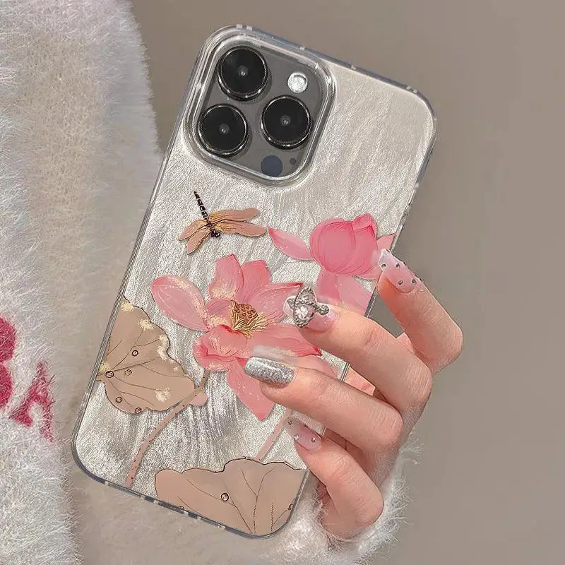 Funda de teléfono Simple rosa para Lotus para iPhone 16, funda de parachoques a prueba de golpes para iPhone 11, 12, 13, 14, 15 Pro Max XS X XR 7 8 Plus 16e - imagen 5