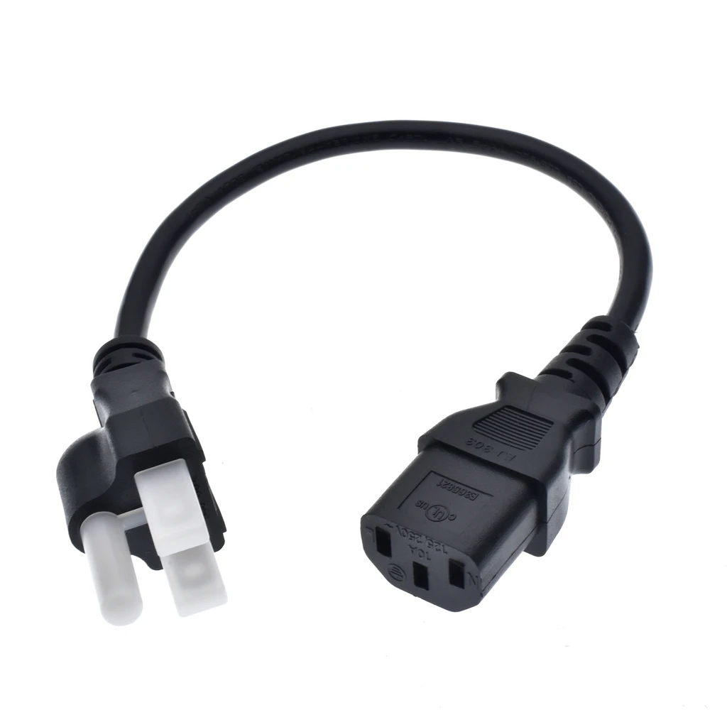 Cable de alimentación de CA EE. UU. NEMA 5-15P a IEC C13, Cable de extensión estándar americano de tres enchufes a C13 18AWG 1ft - imagen 2