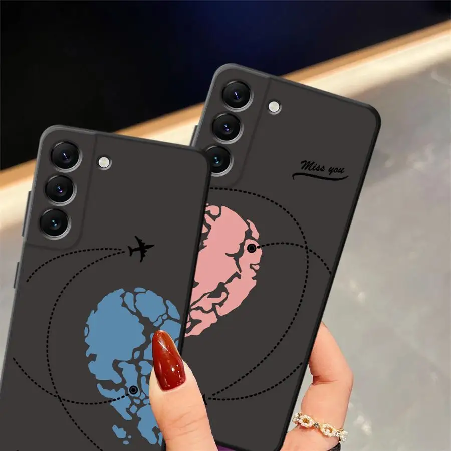 Funda para Samsung Galaxy A17 A40 A16 A06 A30 A15 A10 A12 A50 A05 A04 A70 A20 A13 funda negra suave para teléfono estilo pareja tierra - imagen 2