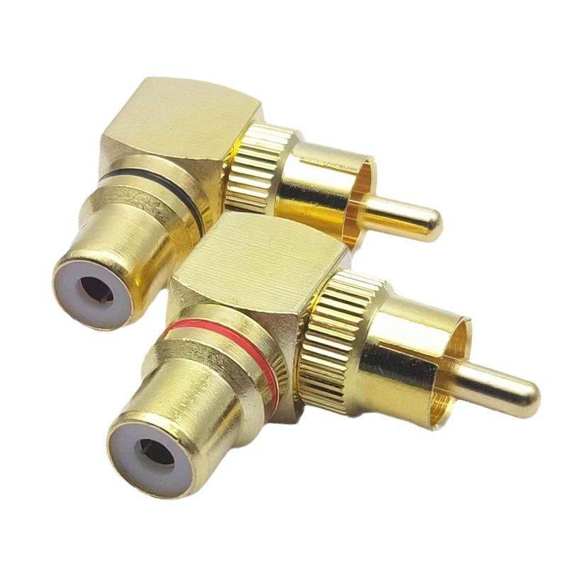Conector RCA de latón de ángulo recto macho a hembra chapado en oro, adaptadores de 90 grados, conectores, conector banana rojo y negro, 2 uds. - imagen 4