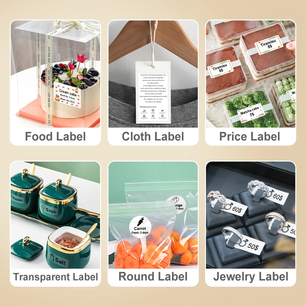 Marklife-rollo de papel de etiquetas P50, Compatible con Phomemo M110 M220 M112 M220, impresora térmica, etiqueta autoadhesiva láser transparente blanca - imagen 5