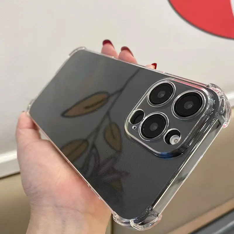 Funda de teléfono transparente a prueba de golpes para iPhone 16 15 14 Pro 13 12 Mini 11 Pro SE 2020 7 8 Plus X XR Xs Max funda de silicona TPU