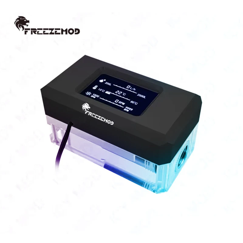FREEZEMOD Medidor de flujo eléctrico con refrigeración por agua Termómetro AIO de múltiples funciones 5V ARGB, monitoreo de flujo + velocidad + temperatura 3 en 1 - imagen 4