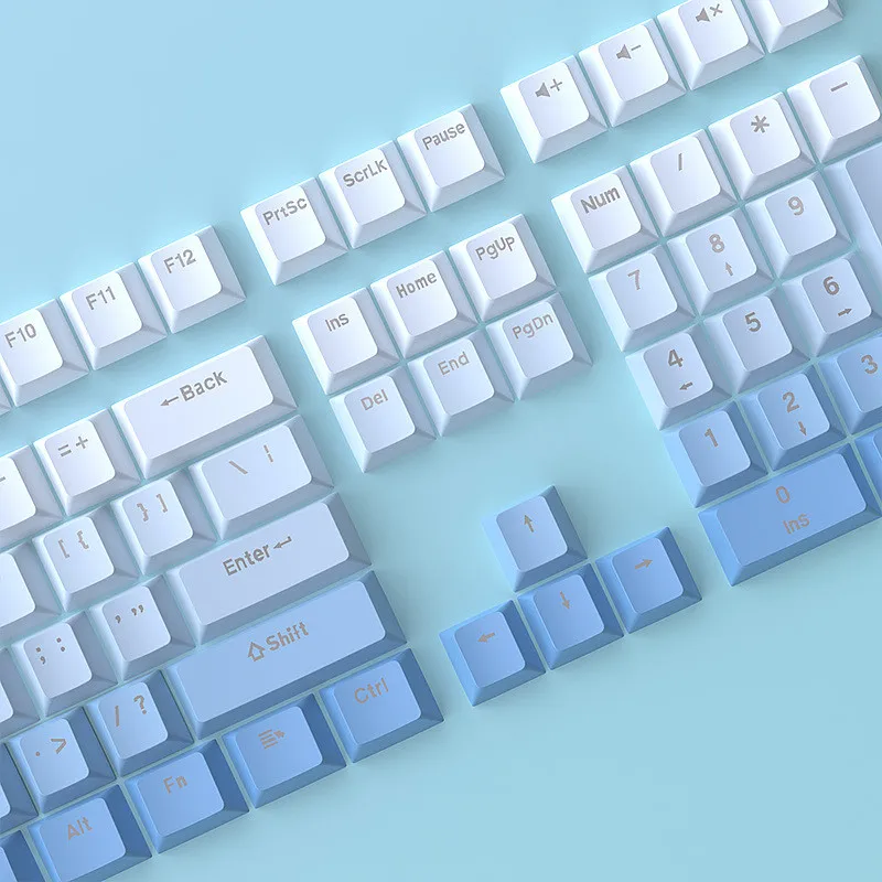 Sky Blue Shine Through Keycap PBT Material Doubleshot Perfil OEM para todos los teclados mecánicos MX 61% 66% 98 % 100% 108% - imagen 5