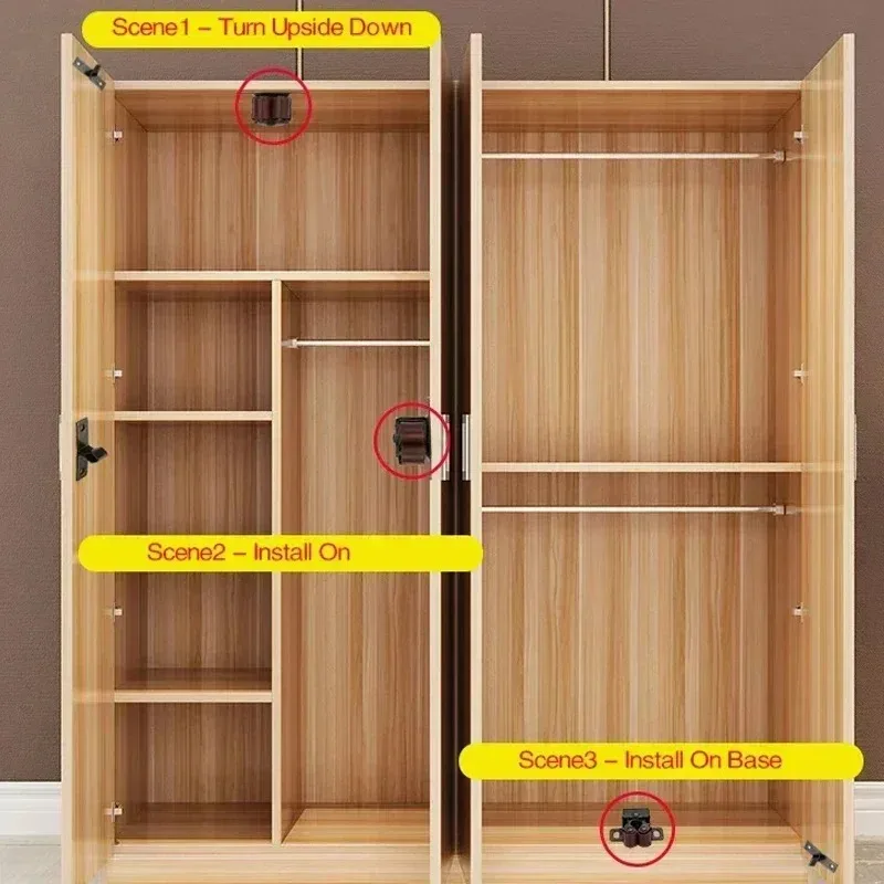 Presione la hebilla de la puerta del armario del hogar, toque el grano, hebilla de bloqueo fija de resorte de doble rueda magnética, hebilla de puerta de gabinete de pie bajo - imagen 5