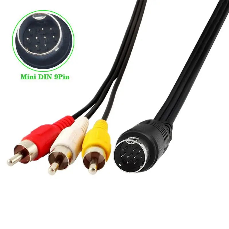 Mini DIN 9Pin S-Video a 3RCA RGB TV HDTV Cable adaptador Cable de diferencia de Color Terminal S Lotus Audio Video Cable de conexión - imagen 5