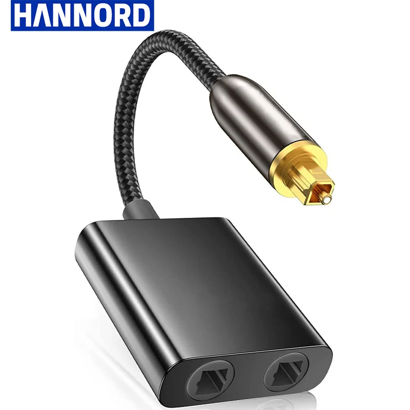 Hannord Toslink-divisor de Cable de fibra óptica 2 en 1, cubierta de fibra de Audio SPDIF, conectores chapados en oro para PS5, PC, HDTV y DVD