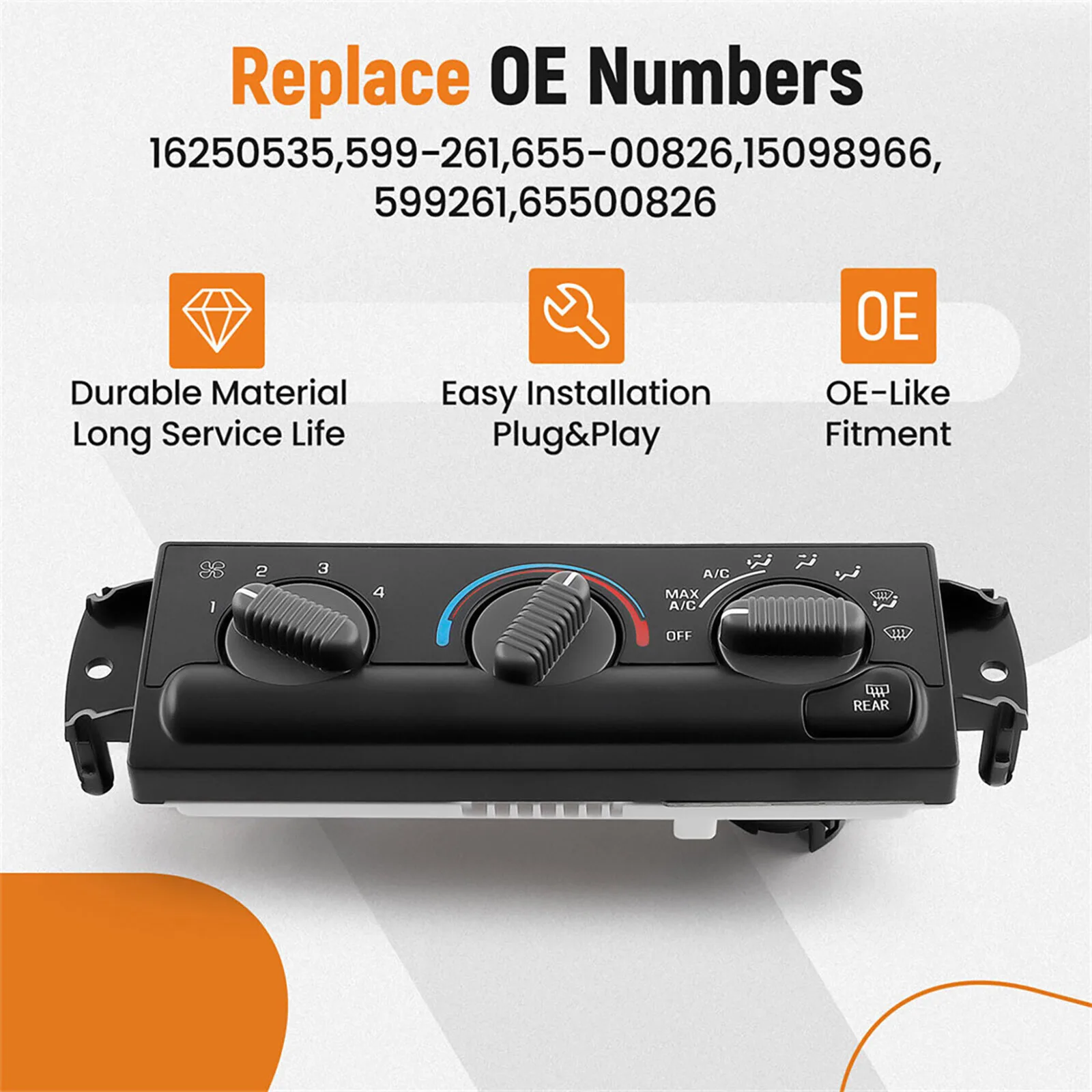 1 unidad de interruptor de Control de clima del calentador A/C 599-261 piezas de repuesto para Chevrolet Blazer para GMC Jimmy 16250535 Accesorios para automóviles - imagen 4