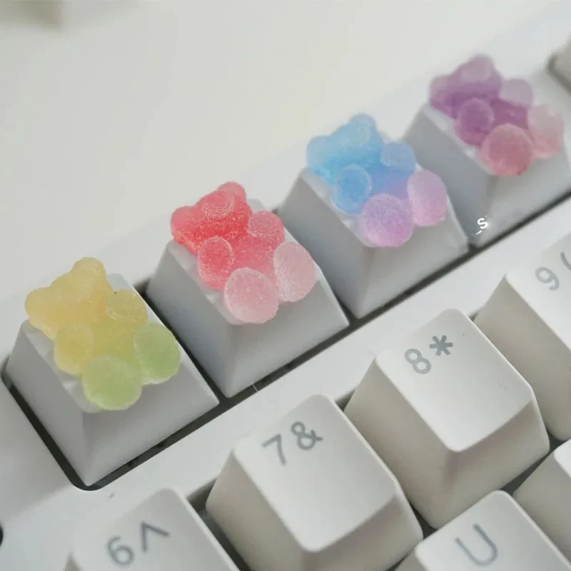 Teclado mecánico de juego de eje transversal R4 ESC, oso de caramelo suave degradado, bonito regalo personalizado - imagen 4