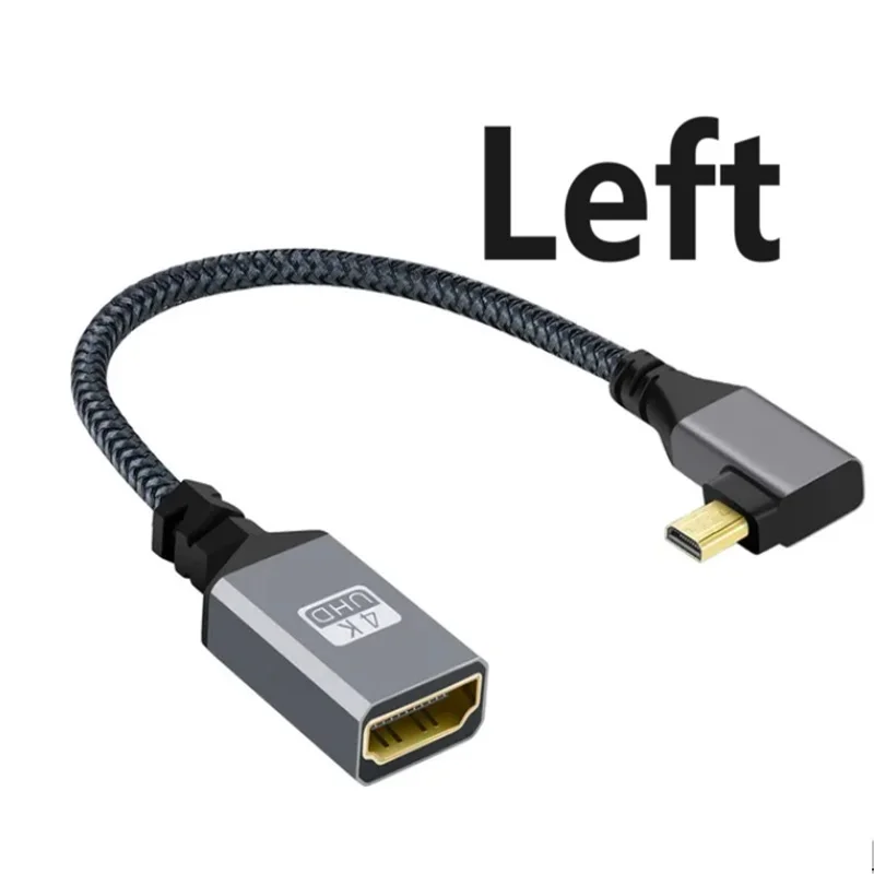 Adaptador de Cable Compatible con Micro HDMI, 20CM, izquierda/derecha/arriba/abajo, 4K @ 60HZ, HD, HDMI 2,0, macho a HDMI, Cable de extensión hembra compatible - imagen 4