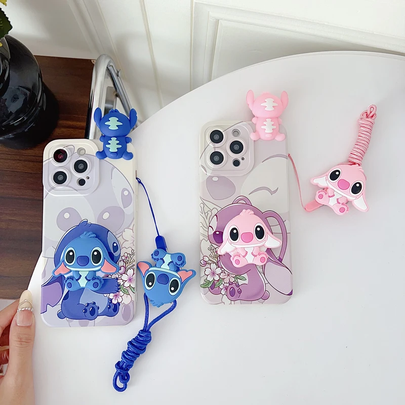 Para iPhone 17 16 15 14 13 12 11 XR Xs 6 6s 7 8 SE Pro Max mini Plus e funda con flores con cuerda de soporte - imagen 2