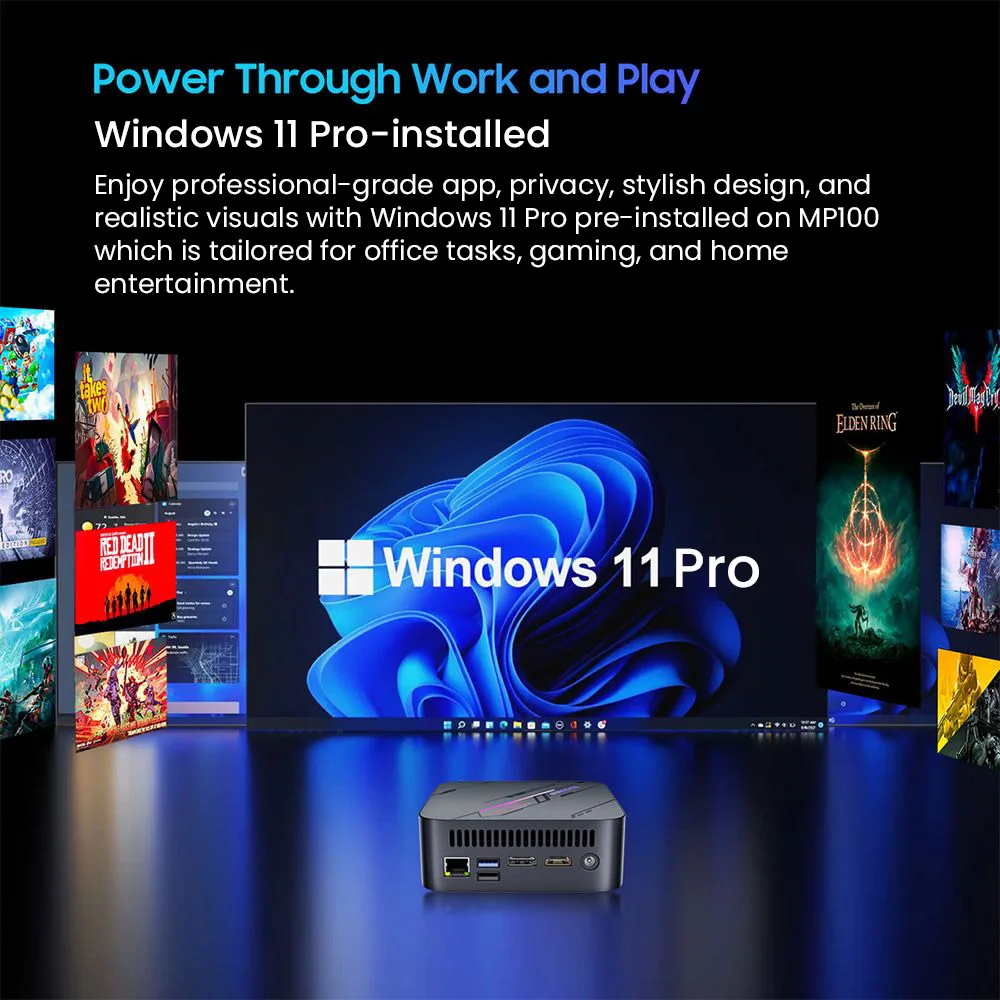 Blackview-Mini PC MP100 AMD Ryzen 7 5700U, 8 núcleos, máx. 4,3 GHz, 16GB de RAM, 512GB SSD, DP + tipo C, Triple pantalla 4K, WiFi 6, Bluetooth 5,2 - imagen 5