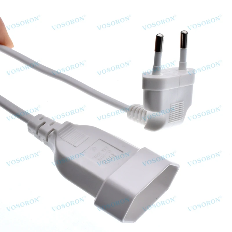 Cable de extensión de alimentación con enchufe macho europeo de 90 grados a hembra para ordenador PC PDU 0,3 m/0,6 m/1,8 m Cable en ángulo curvo de 2 clavijas UE - imagen 3
