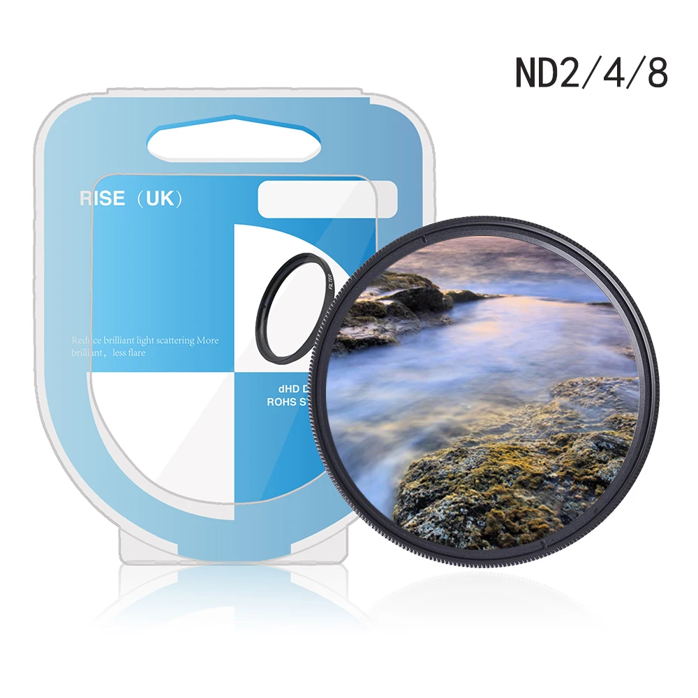 RISE (Reino Unido) 37/49/52/55/58/62/67/72/77mm densidad neutra ND2/4/8 filtro + juego de caja para filtro de difusión Cámara fotografía retrato - imagen 2