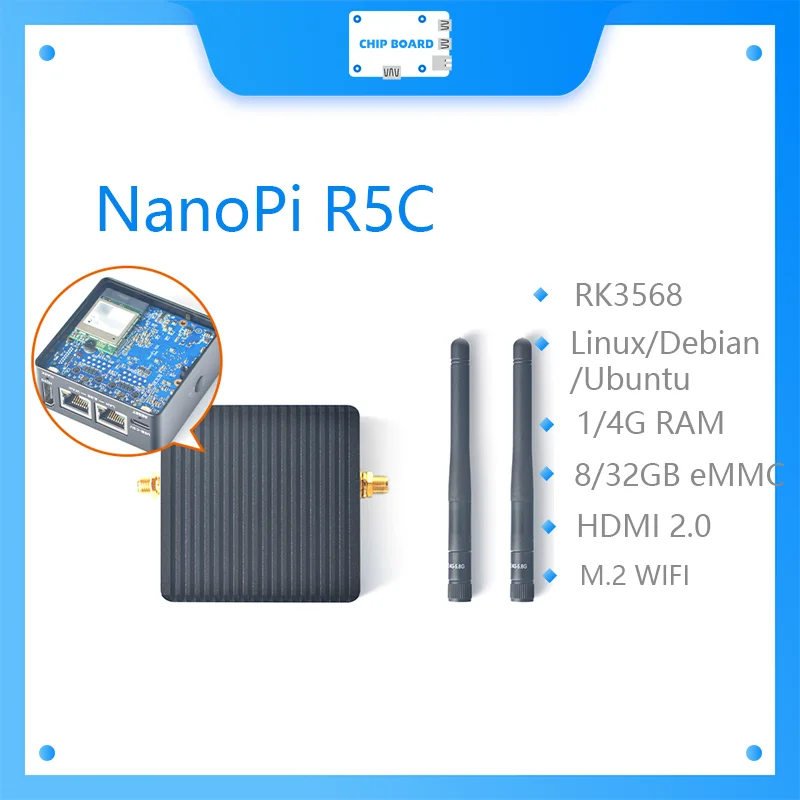 NanoPi R5C Rockchip RK3568B2 A55 puerto Ethernet Dual 2,5G compatible con módulo WiFi M.2 HDMI2.0 Linux/Openwrt/Linux/Ubuntu