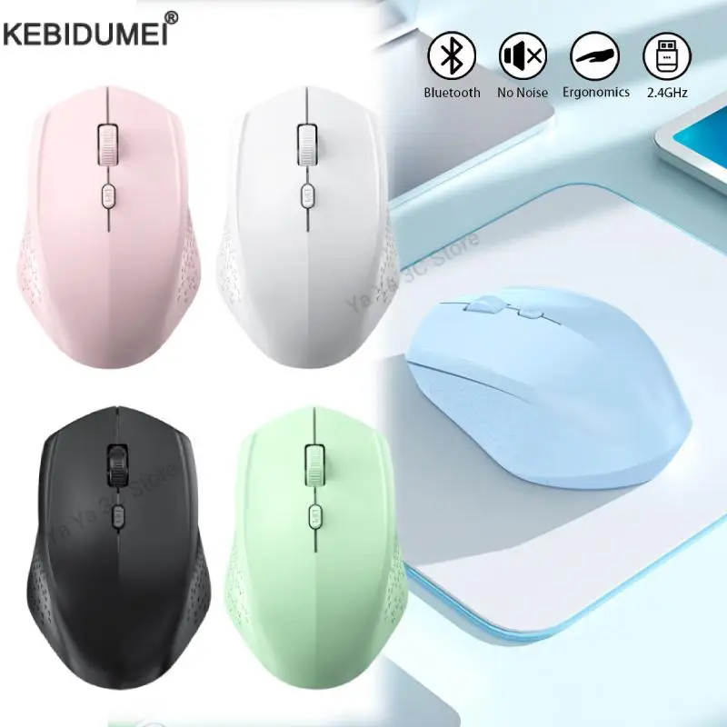 Ratón inalámbrico de modo Dual, compatible con Bluetooth, 2,4G, USB, silencioso, recargable, para Gamer, portátil, Pad, tableta, Macbook Mause