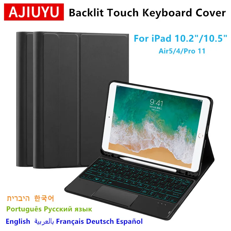 AJIUYU-funda con teclado para iPad, cubierta inteligente retroiluminada para iPad de 9,7 pulgadas, 2018, 2017, 5th, 6th, Air, 3rd, 4th, 10th, 10,2, 10,5 Pro, 11 Magic - imagen 5