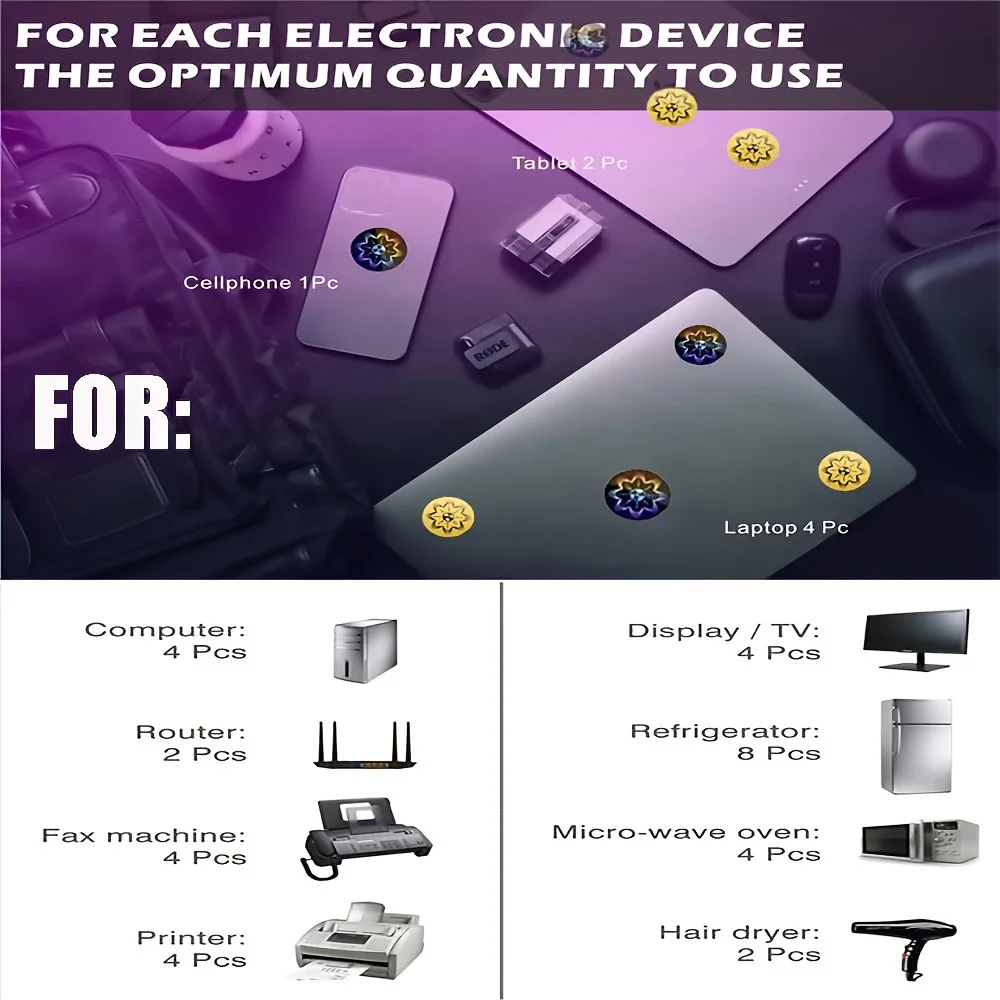 Pegatinas de radiación universales para teléfono móvil, antirradiación pegatina de Metal, protector en forma de EMF, bloqueador EMR para PC y portátil - imagen 3