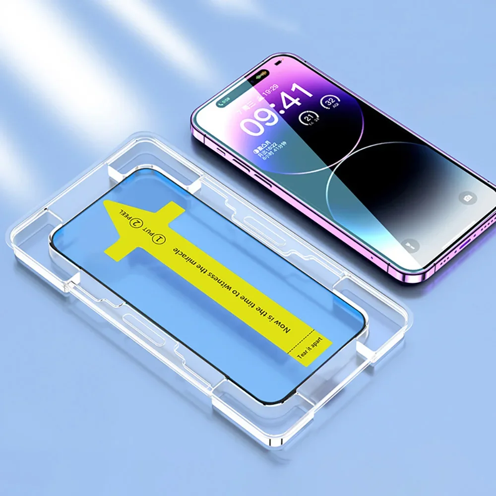 Protector de pantalla sin polvo con revestimiento oleofóbico para iPhone 17 Pro Max 16 15 13 11 12 14 Pro Max SE 7 8 XR vidrio de fácil instalación - imagen 5