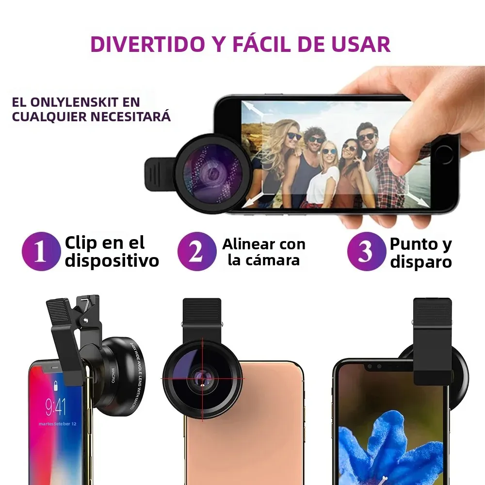 Lupas de ojo de pez con Clip 2 en 1, lentes para teléfono móvil, lentes profesionales para cámara de teléfono móvil, Macro 15X 0.45X, ángulo súper gran angular - imagen 5