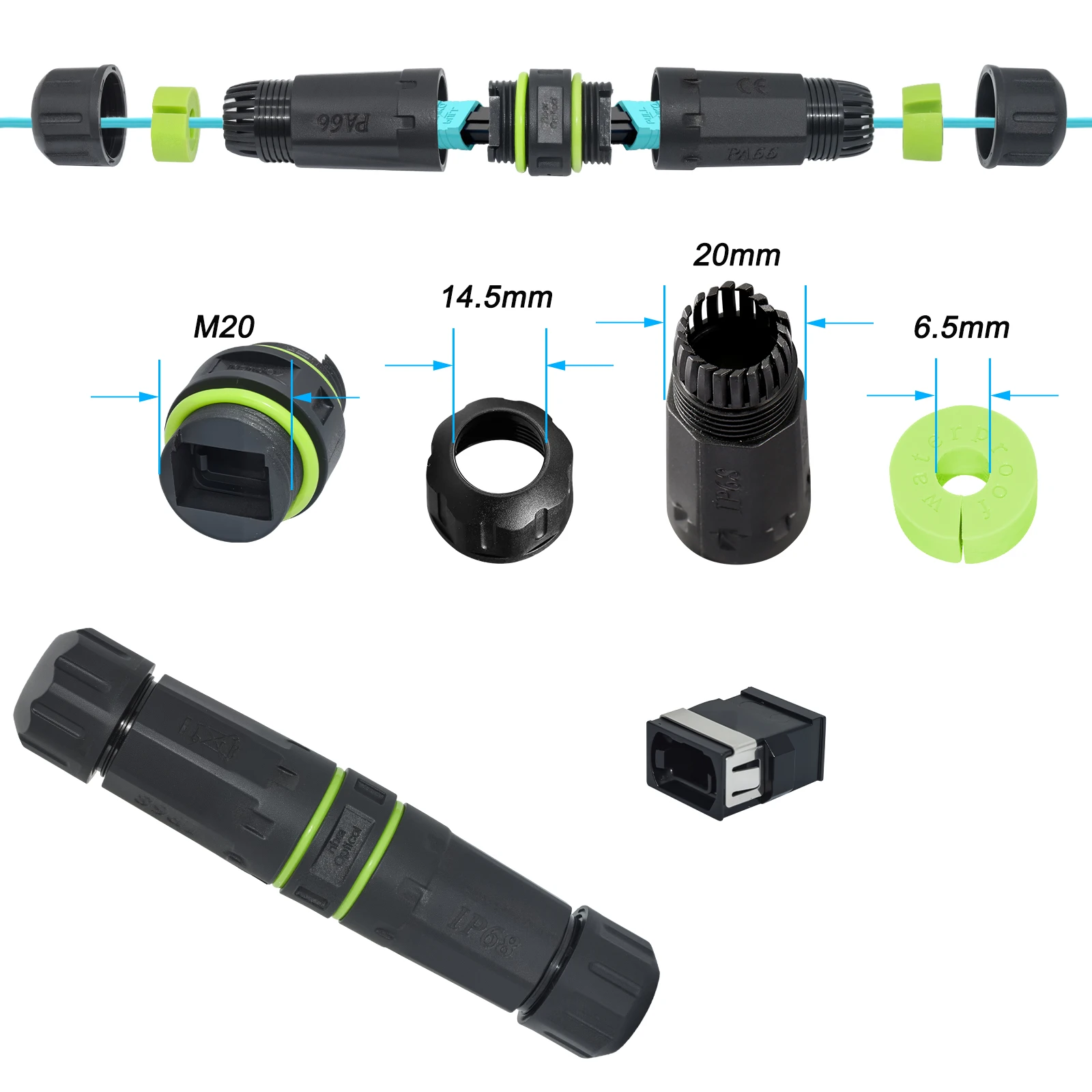 Nuevo conector de fibra óptica MPO MTP adaptador brida arriba-abajo OM3 10 Gigabit acoplador conector impermeable - imagen 2