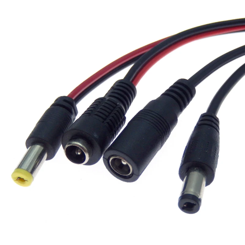 Conector macho y hembra de 5 piezas, 10 piezas, 5,5x2,1mm, 12V de CC, Cable Pigtail para cámara CCTV, extensión de Cable de 24V de CC - imagen 2