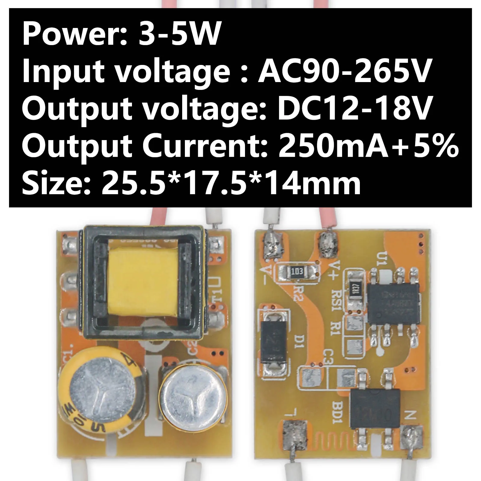 Transformador de luz LED con controlador IC inteligente, 1-3W, 3-5W, 250mA, DC3-12V, controlador no aislado para bombilla, fuente de alimentación de diodo LED - imagen 5