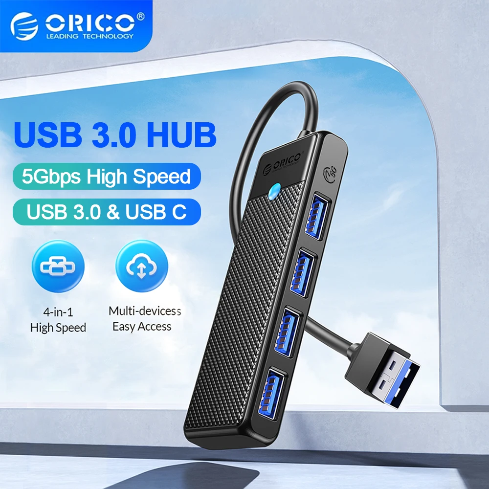 ORICO Hub Usb3.0 5Gbps Hub USB de alta velocidad 3 0 HUB tipo C de múltiples puertos Multi USB adaptador divisor de 4 puertos base de expansión OTG - imagen 2