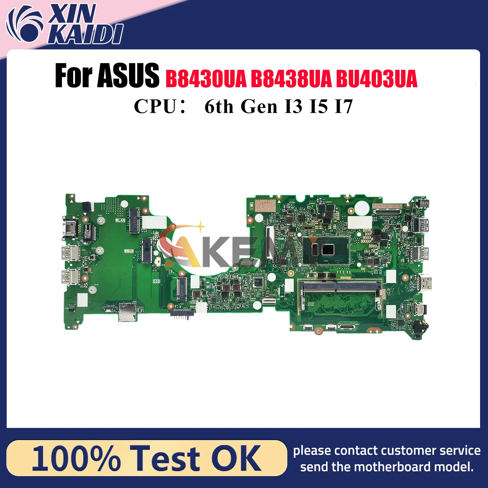 Placa base para ordenador portátil BU403UA para ASUS ExpertBook B8438UA BU403U BU403UA B8430UA placa base para portátil con CPU I3 I5 I7 100% pruebas OK