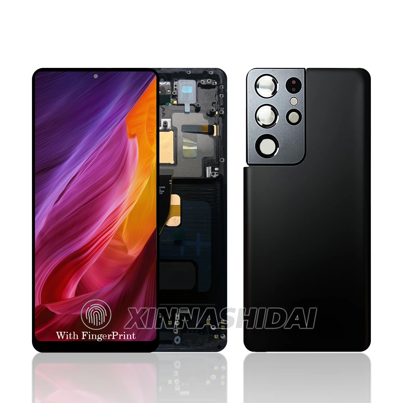 LCD de calidad OLED para Samsung S21 Ultra 5G G998, pantalla LCD de tamaño pequeño, marco de pantalla táctil, cubierta de batería, conjunto de digitalizador con carcasa - imagen 2